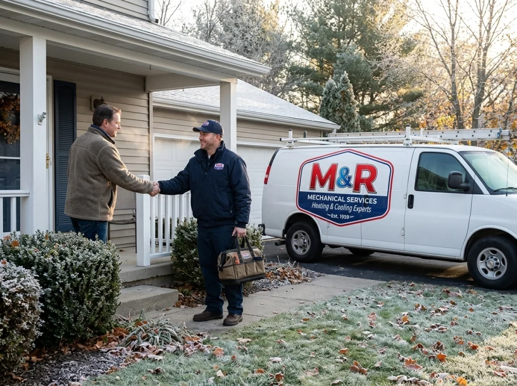 An M&R hvac tech coming to do fall maintenance.